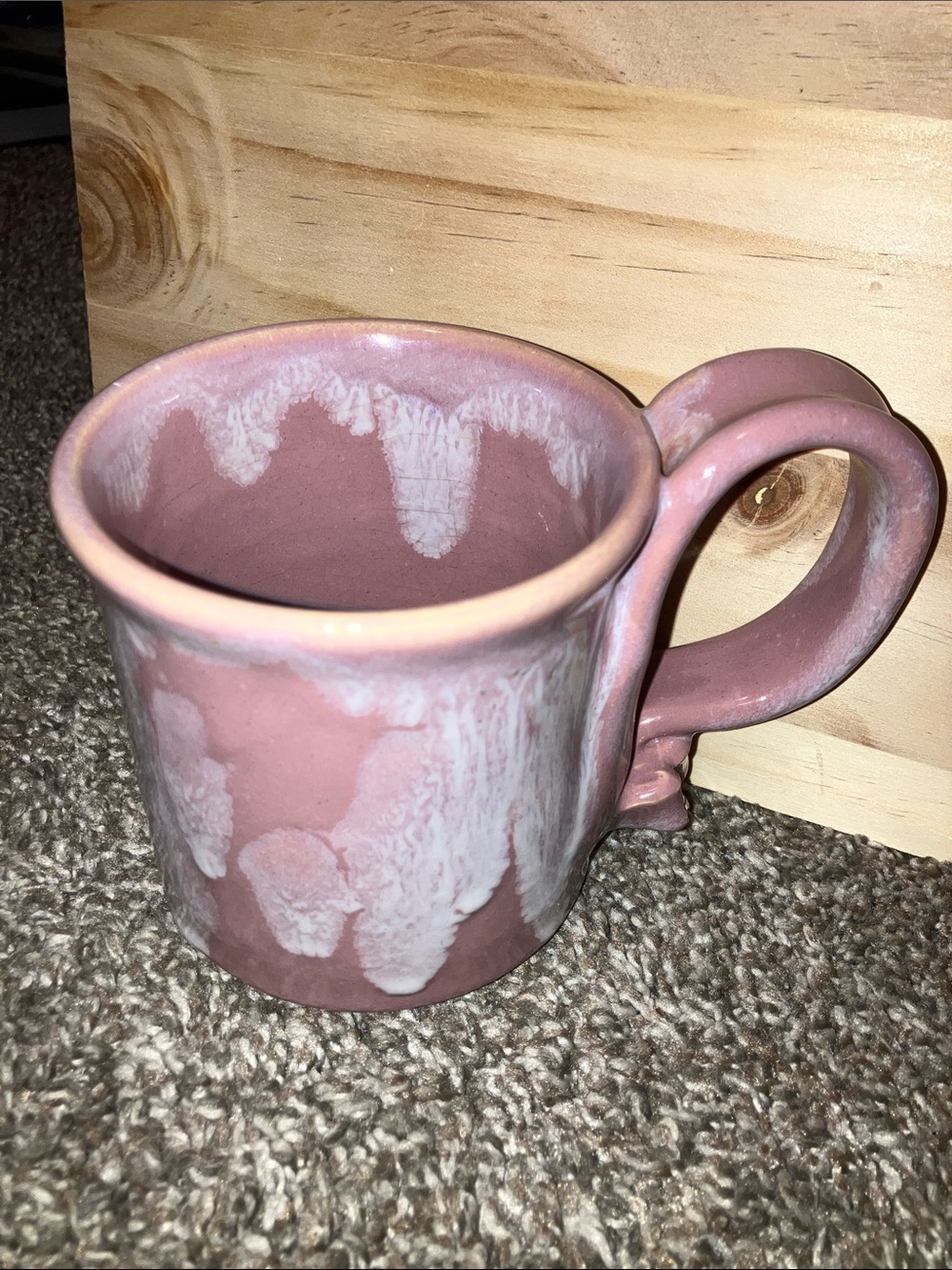 Hand Crafted Pink Pottery Stoneware Mug with White Glaze Accents